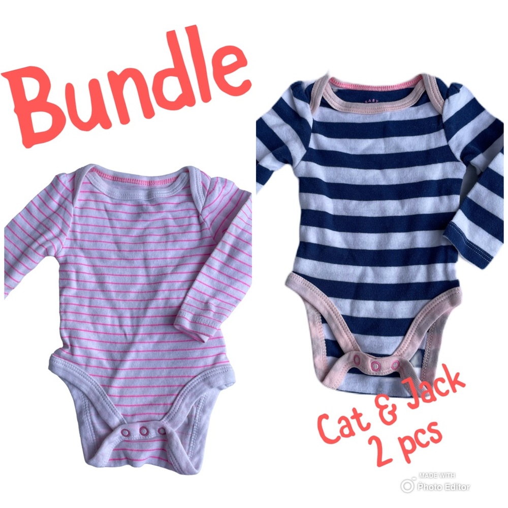 Bundle 2 onesies Cat & Jack newborn stripes pink and blue